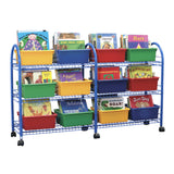 School Specialty Metal Mobile Leveled Library Without Trays, Blue