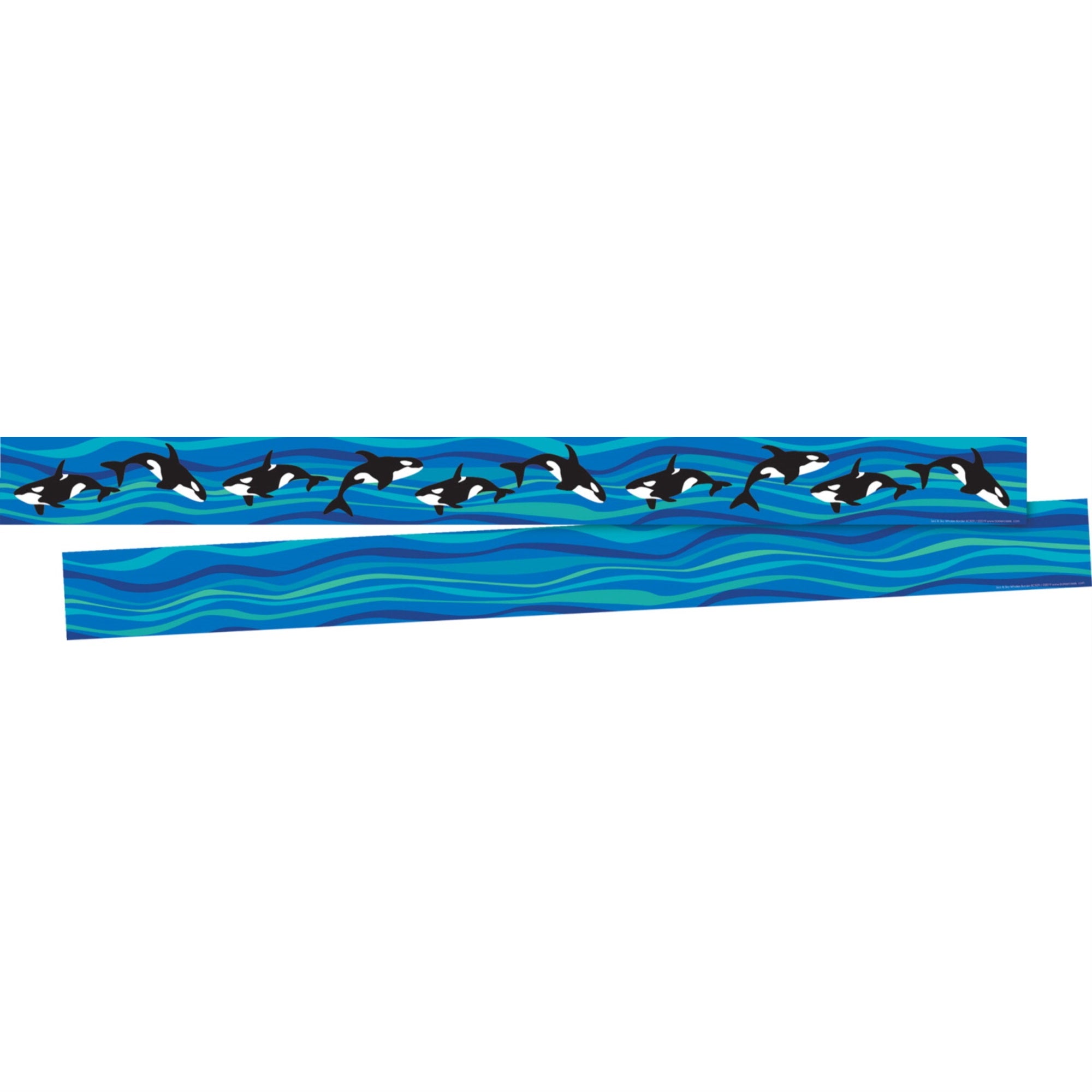 Barker Creek Double Sided Trimmer, Sea And Sky Whales, 3 X 35 Inches, 12 Strips