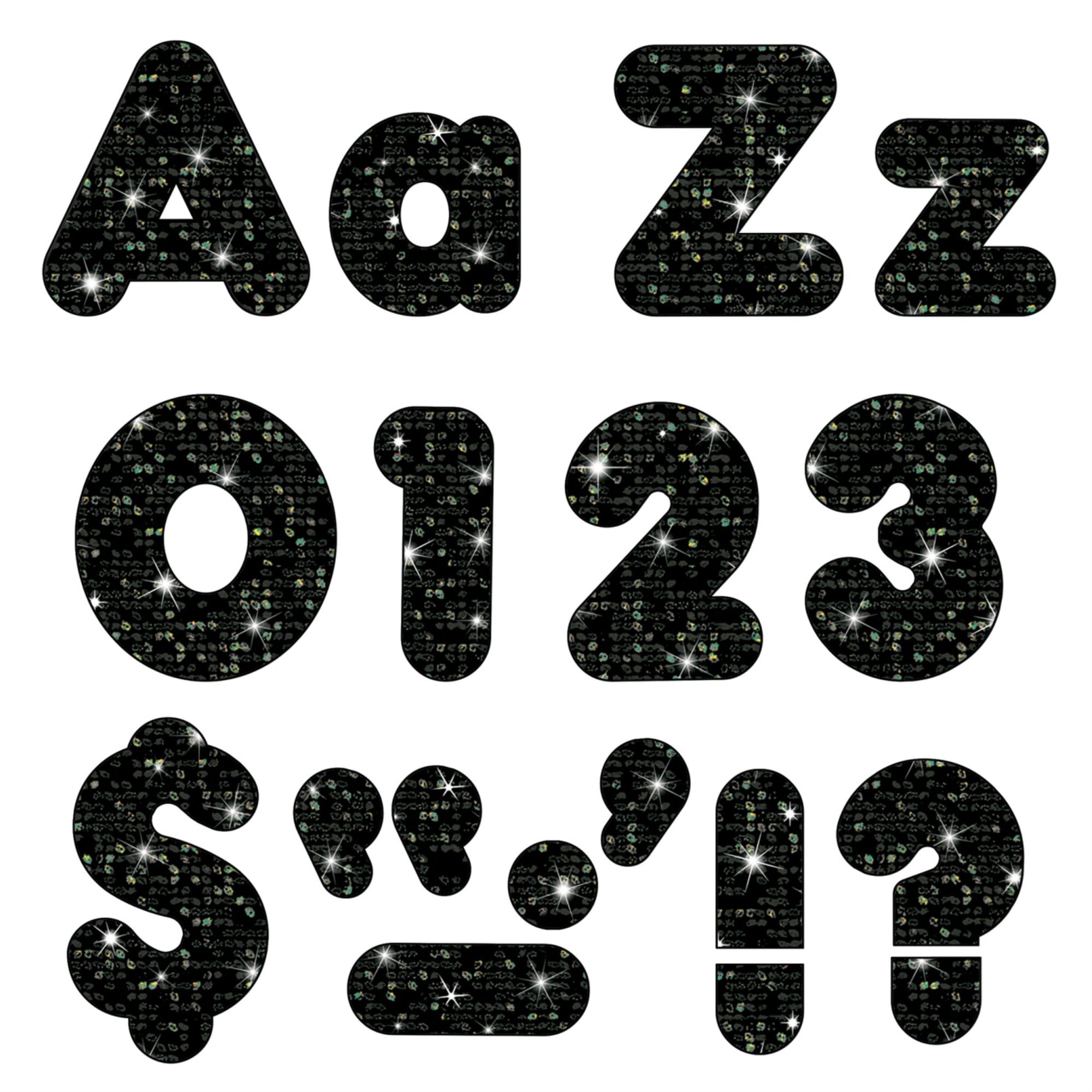 Trend Enterprises Black Sparkle Font Ready Letters, 4 Inches, 182 Pieces