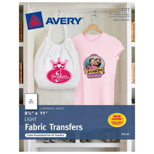 Avery 3271 Light Fabric Transfers, Matte, 8-1/2 X 11 Inch, 6 Transfers