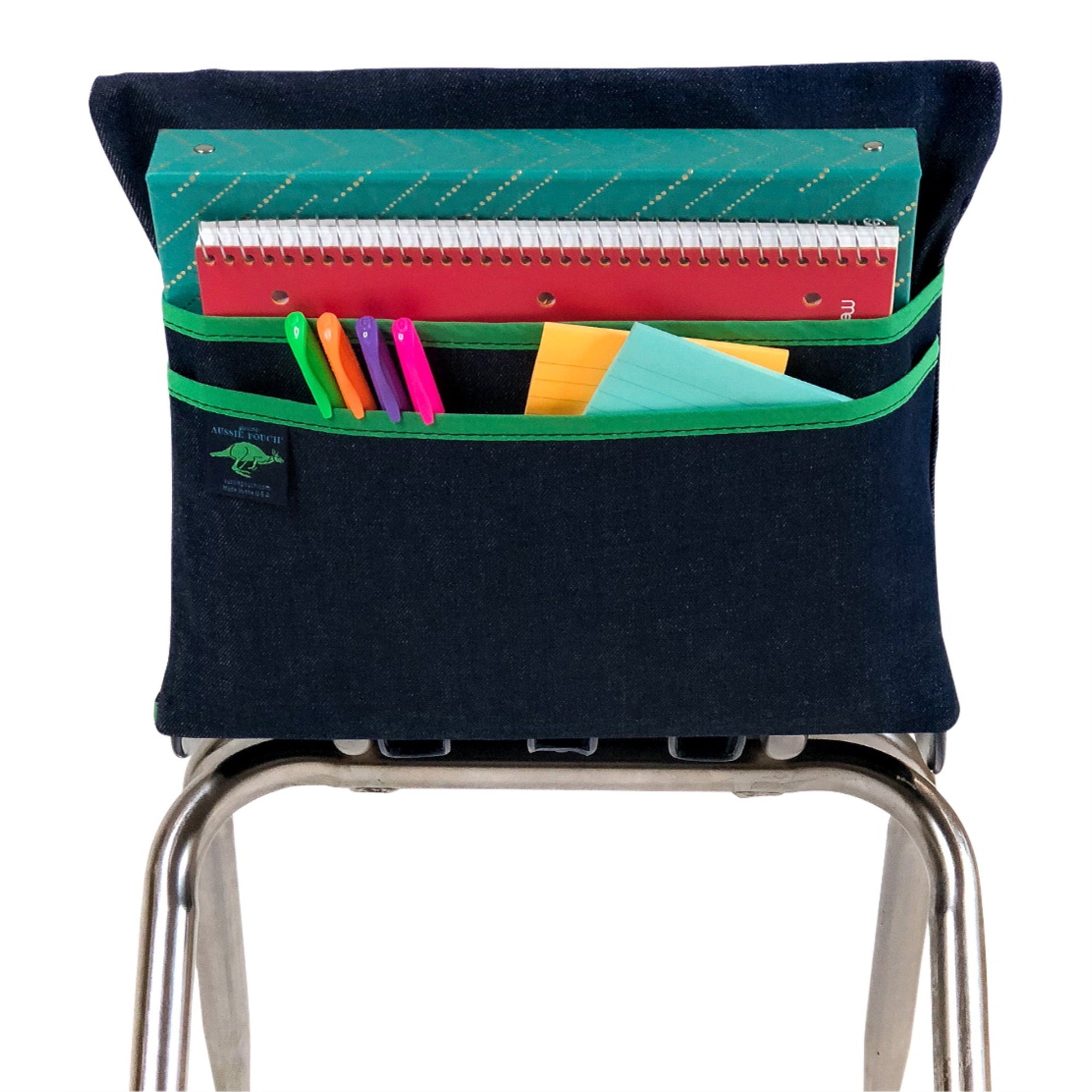 Aussie Pouch Chair Pocket, Double Pockets, 19 Inches, Extra Large, Green Trim