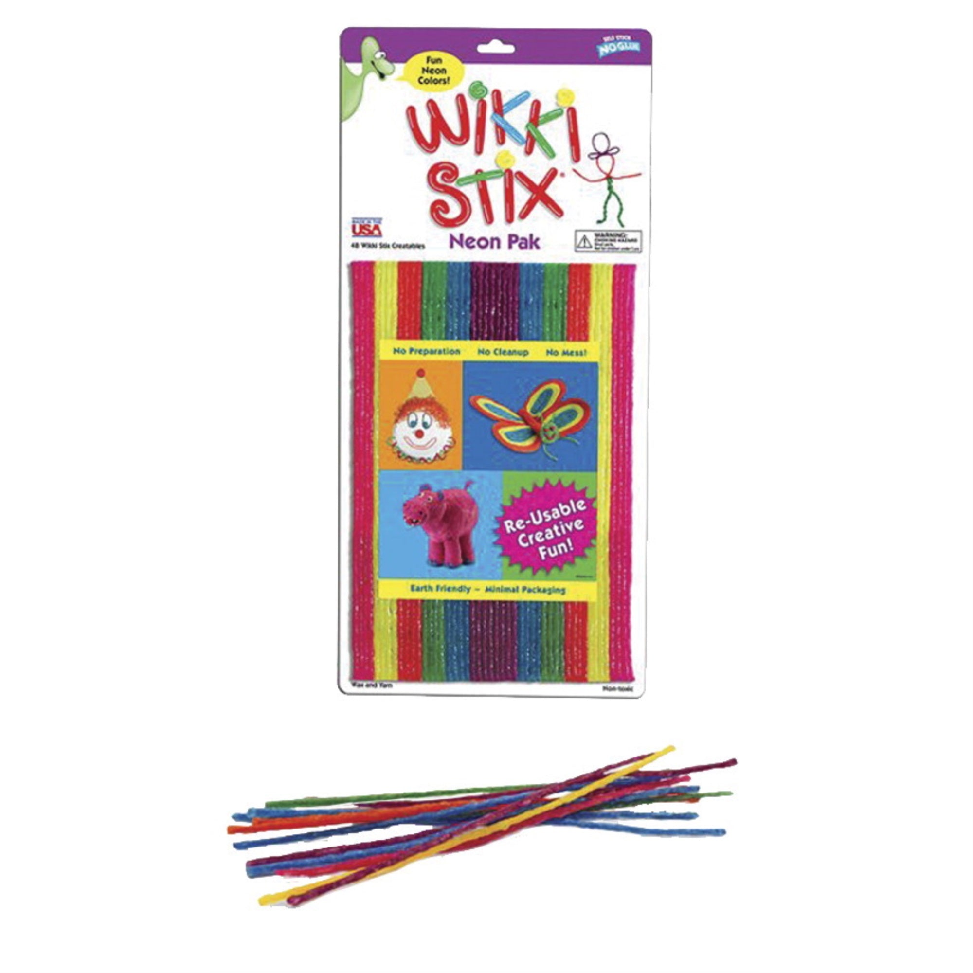 Wikki Stix Wax Set, 8 Inches, Assorted Neon Colors, Set Of 48
