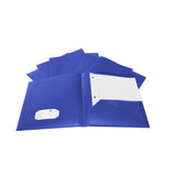 School Smart Heavyweight Two-Pocket Poly Folder With Three-Hole Punch, Blue, Pack Of 25
