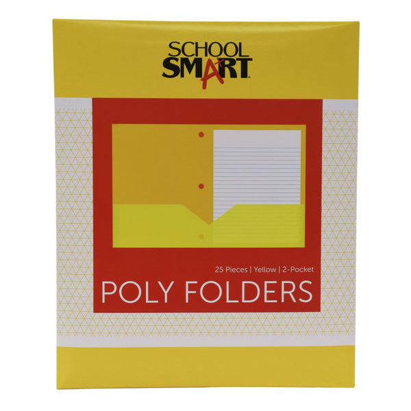 School Smart Heavyweight Two-Pocket Poly Folder With Three-Hole Punch ...