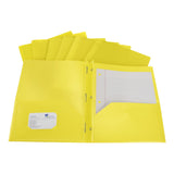 School Smart Heavyweight Two-Pocket Poly Folder With Fasteners, Yellow, Pack Of 25