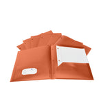 School Smart Heavyweight Two-Pocket Poly Folder With Three-Hole Punch, Orange, Pack Of 25