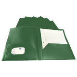 School Smart Heavyweight Two-Pocket Poly Folder, Green, Pack Of 25