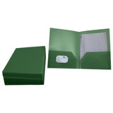 School Smart Heavyweight Two-Pocket Poly Folder, Green, Pack Of 25
