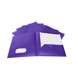 School Smart Heavyweight Two-Pocket Poly Folder With Three-Hole Punch, Purple, Pack Of 25