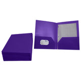 School Smart Heavyweight Two-Pocket Poly Folder, Purple, Pack Of 25