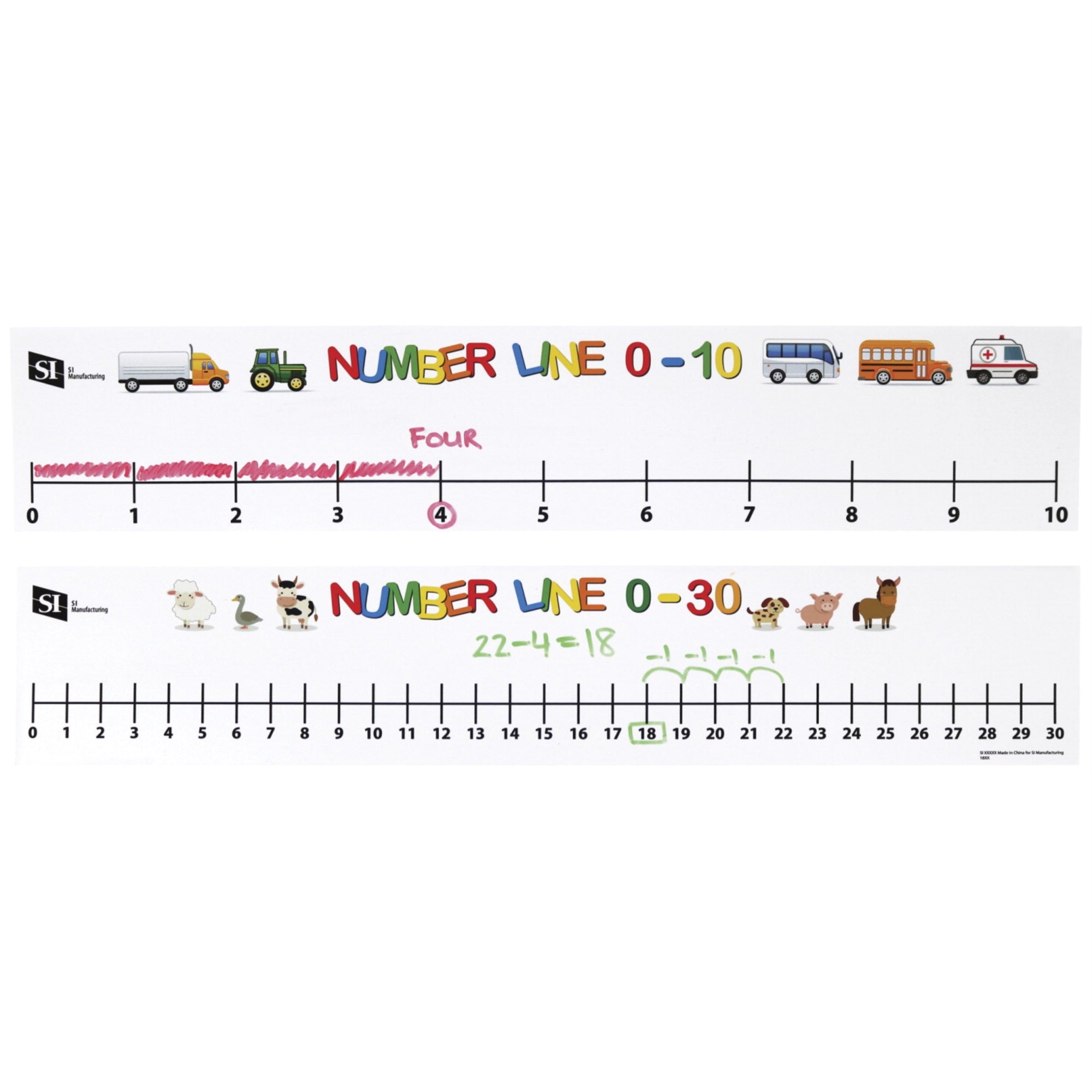 Si Number Line, 0-10 &Amp; 0-30, Set Of 15