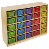Childcraft Mobile Cubby With 25 Translucent Color Trays, 47-3/4 W X 13 D X 36 H In