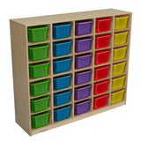 Childcraft Mobile Cubby Unit, 30 Translucent Color Trays, 47-3/4 X 13 X 42 Inches