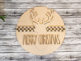 Buffalo Plaid Deer Head Silhouette Door Hanger DIY Unfinished Kit