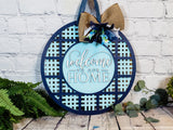 Welcome to our HOME Transparent Plaid Door Hanger