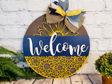 Sunflower Welcome Door Hanger - Finished