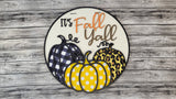 It's Fall Y'all 3 Pumpkins Door Hanger - Finished