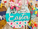 Happy Easter Waving Bunny Door Hanger Finished