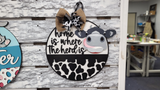 Home Is Where the Herd Is Cow Door Hanger