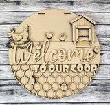 Welcome to our Coop Door Hanger DIY Unfinished Kit