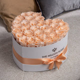 Heart White Box | Peach Roses