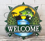 Finished - Fishing Lake Mountain Door Hanger Sign