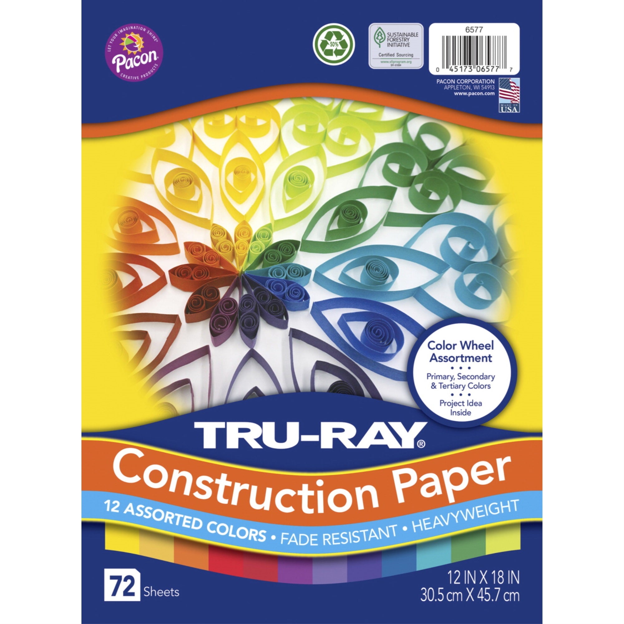 Tru-Ray Color Wheel Assortment, 12 X 18 Inches, Assorted Colors, Pack Of 72