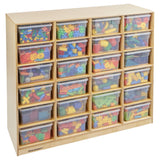 Childcraft Mobile Cubby Unit, 24 Clear Trays, 50 X 16-3/4 X 42 Inches