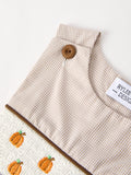 Fall Halloween & Thanksgiving Pumpkin Smock Embroidered Boys Romper