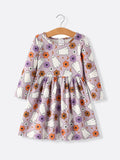 2 Piece Halloween Ghost Striped Girls Dress Set