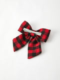 Winter Christmas Plaid Bow Hair Clip