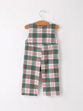 Christmas Jonjon Plaid Smocking Embroidered Boys Romper