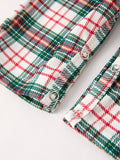 Christmas Jonjon Plaid Smocking Embroidered Boys Romper