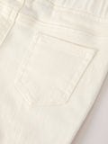 Charming White Denim Pants with Cute Bows