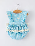 Spring Ocean Girls Romper Bow Ruffle
