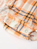 Halloween Plaid Smocked Baby Bubble Romper