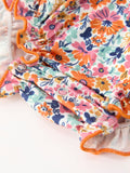 Fall Floral Smocked Petals Collar Girls Bubble Romper