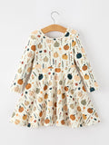 Fall Orange Pumpkin & Leaf Twirl Girls Dress