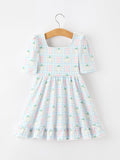 Fall Pumpkin Bow Plaid Girls Ruffle Hem Dress