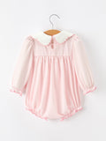 Pink Goose Embroidered Baby Girl Romper Ruffle Collar