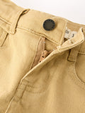 Girls Solid Cargo Leggings Side Bow Pocket Wide Leg Pants