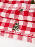 Christmas Tree Embroidered Plaid Girls Ruffle Collar Dress