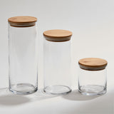 Small Glass Jar With Wood Cover 4.25 X 4 D