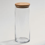 Large Glass Jar With Wood Cover 10 X 4 D