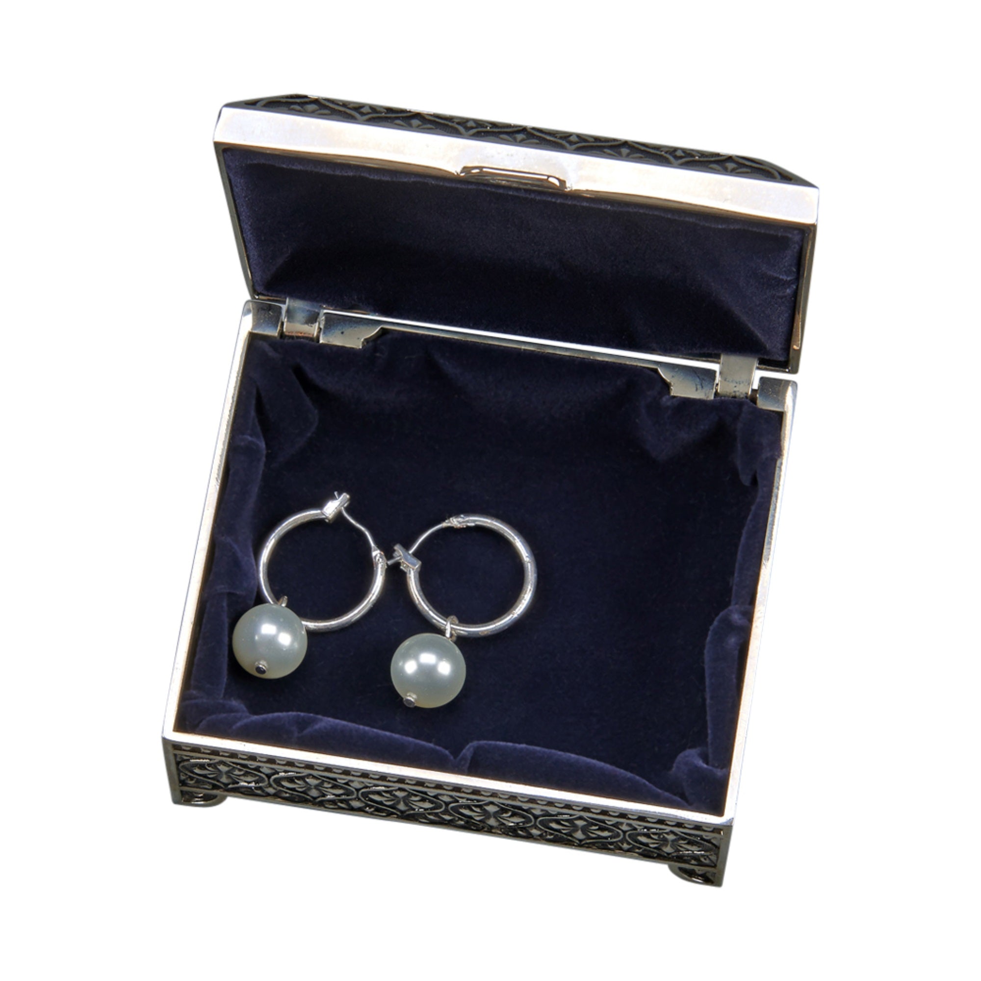 Square Jewelry Box, Nickel Plated 3''