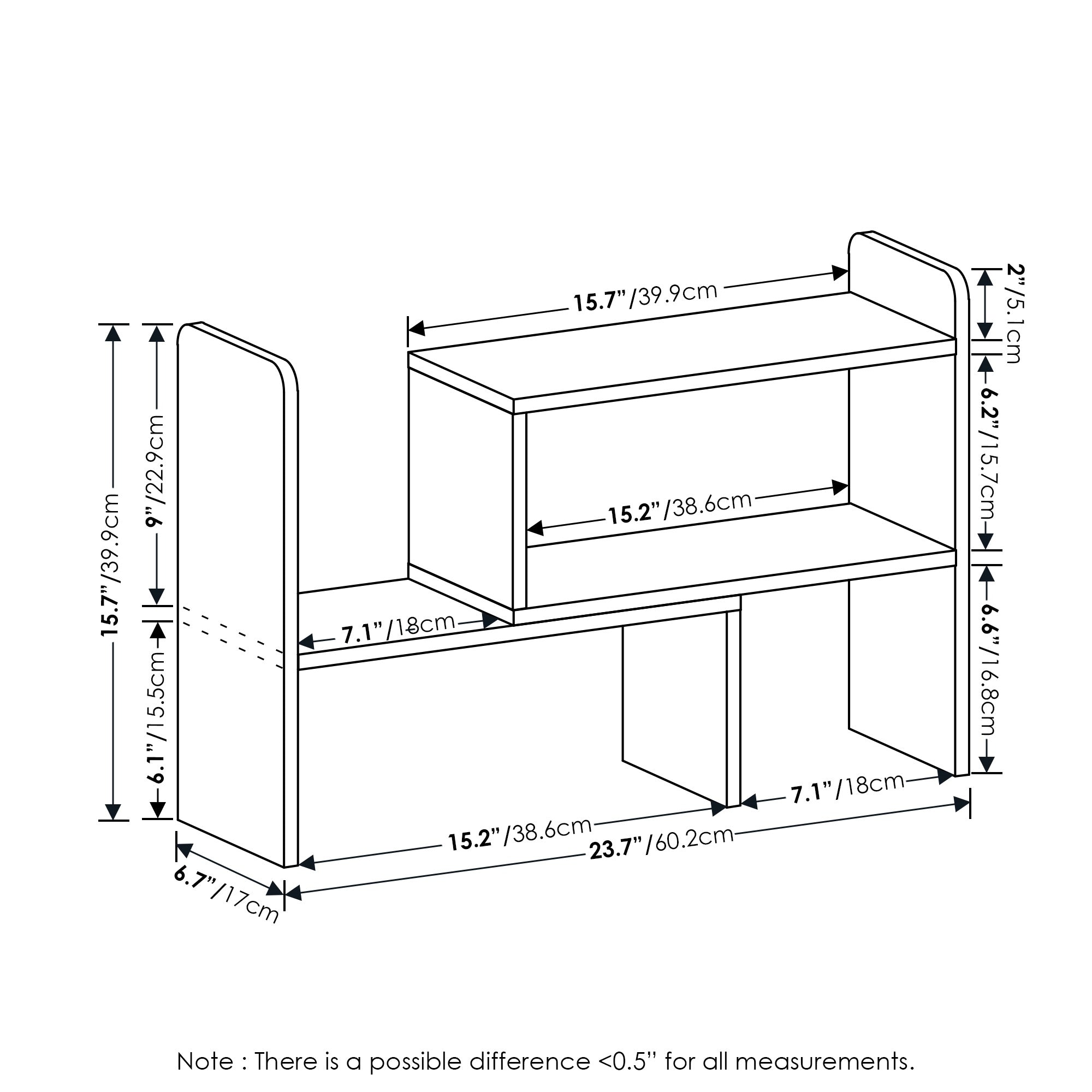 Furinno Classic Desk Top Organizer Bookshelf, Espresso