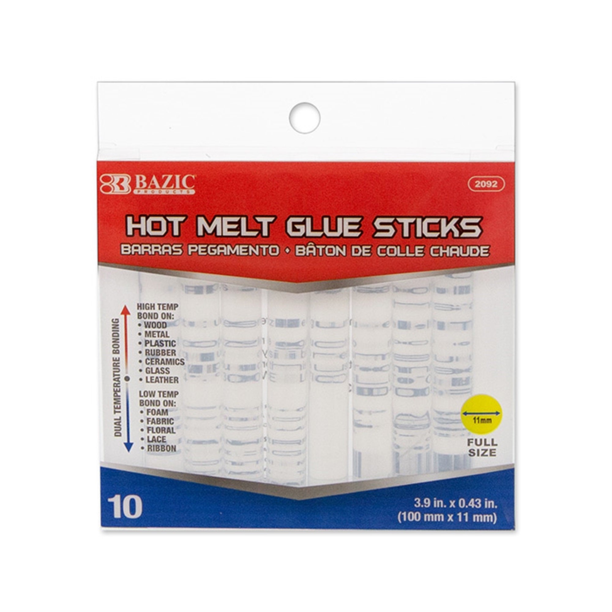Bazic 3.9 X 0.43 Dual Temp. Full Size Hot Melt Glue Sticks (10/Box) / Box Qty - 24