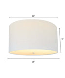 16"W Moderne Flush Mount Conversion Kit White Linen Drum Lampshade