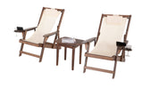Romantic Collection Canvas Sling Chairs With Cup And Wine Holder And End Table