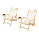 Romantic Collection Canvas Sling Chair With Cup And Wine Holder (Set Of 2)